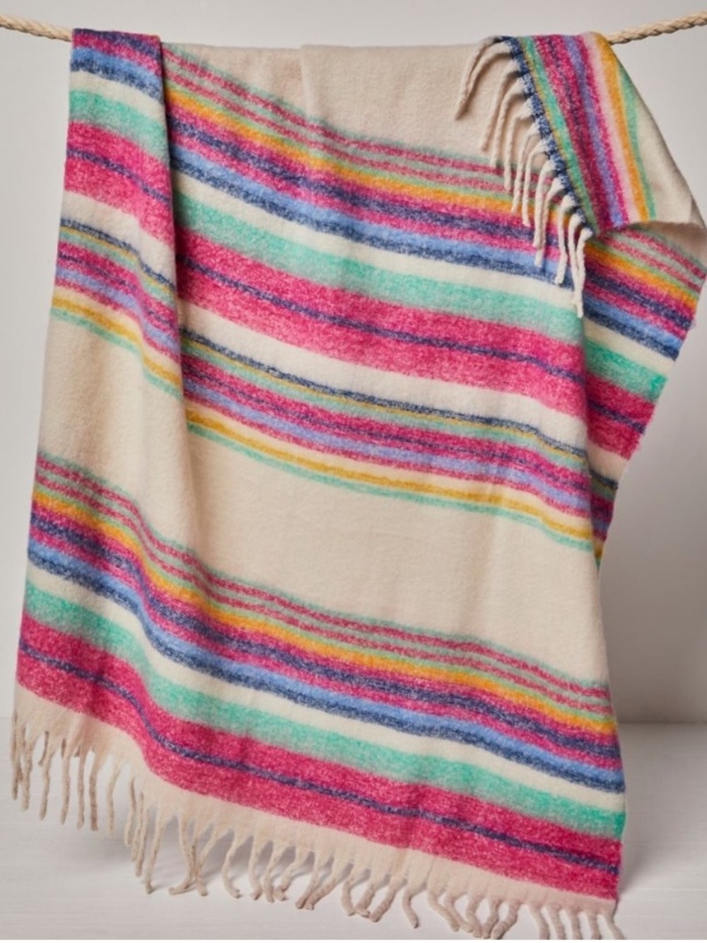 Free People Skye stripe fringe blanket